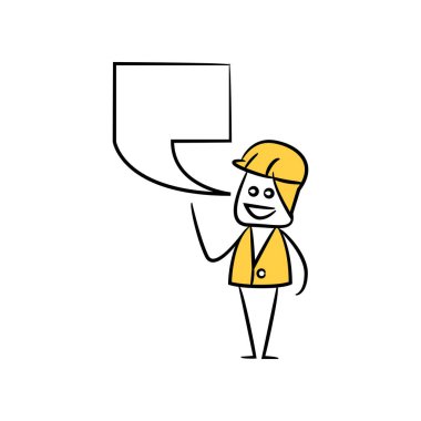 Konuşma balonu sarı çubuk temalı mühendis