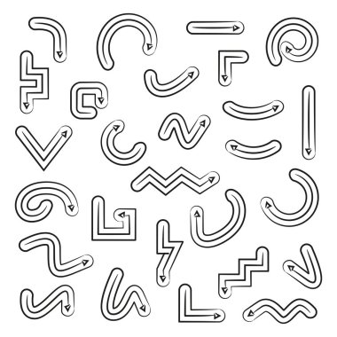 Eğri ok simgeleri koleksiyonu komik biçimi