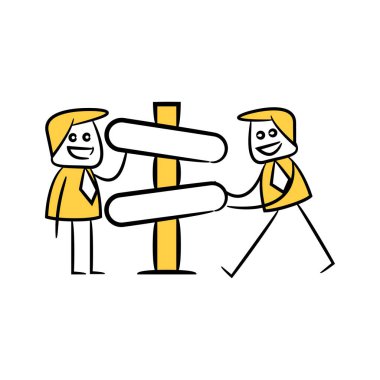 Sarı çöp adam iş adamı ve rehber direği, tabela ya da tabela