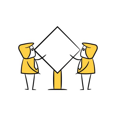 Sarı çöp adam iş adamı ve rehber direği, tabela ya da tabela