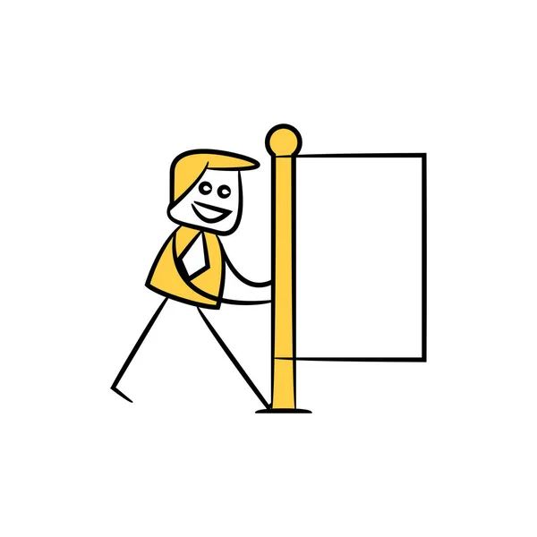 Bâton Jaune Figure Homme Affaires Guidepost Signalisation Panneau Indicateur — Image vectorielle