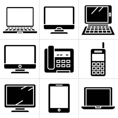 bilgisayar, tablet ve akıllı telefon simgeleri ayarlandı