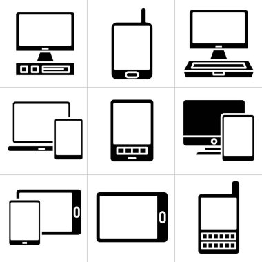 bilgisayar, tablet ve akıllı telefon simgeleri ayarlandı
