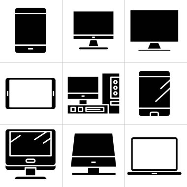 bilgisayar, tablet ve akıllı telefon simgeleri ayarlandı