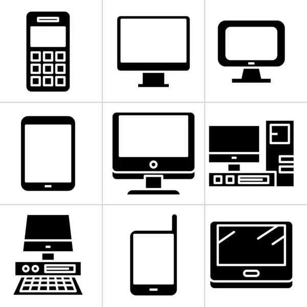 Computer Tablet Und Smartphone Symbole Gesetzt — Stockvektor