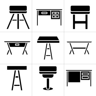 masa, masa ve sandalye simgeleri ayarlandı
