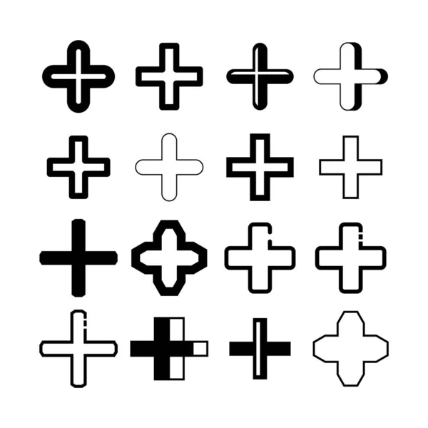 Più Croce Icone Illustrazione — Vettoriale Stock