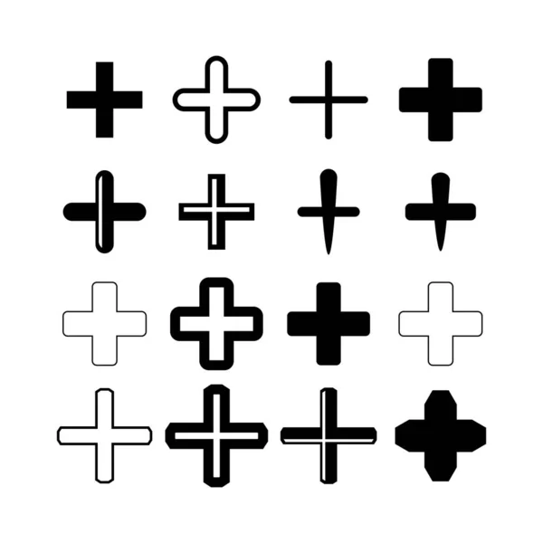 Più Croce Icone Illustrazione — Vettoriale Stock
