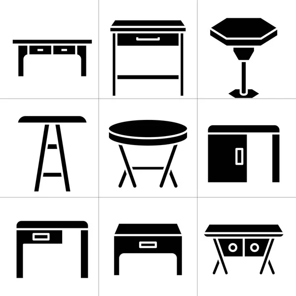 Tisch Schreibtisch Und Stuhl Icons Set — Stockvektor