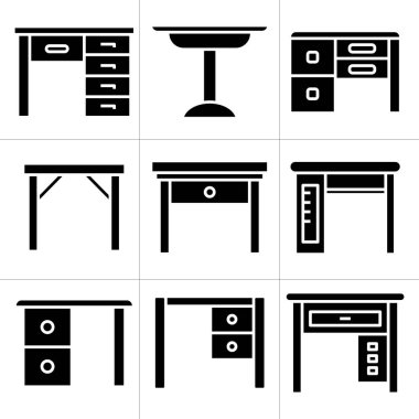 mobilya masası ve tablo simgeleri
