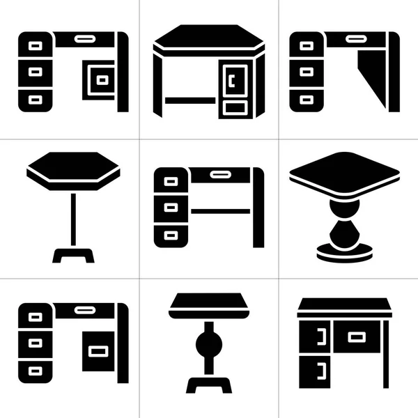 Möbel Schreibtisch Und Tisch Icons Set — Stockvektor