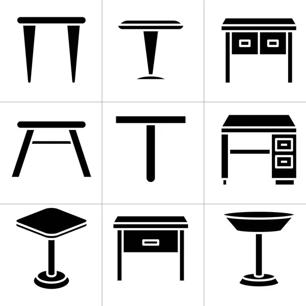 Möbel Schreibtisch Und Tisch Icons Set — Stockvektor