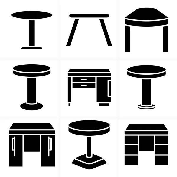 Möbel Schreibtisch Und Tisch Icons Set — Stockvektor