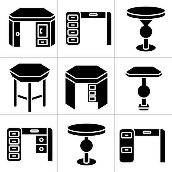 Möbel Schreibtisch Und Tisch Icons Set — Stockvektor