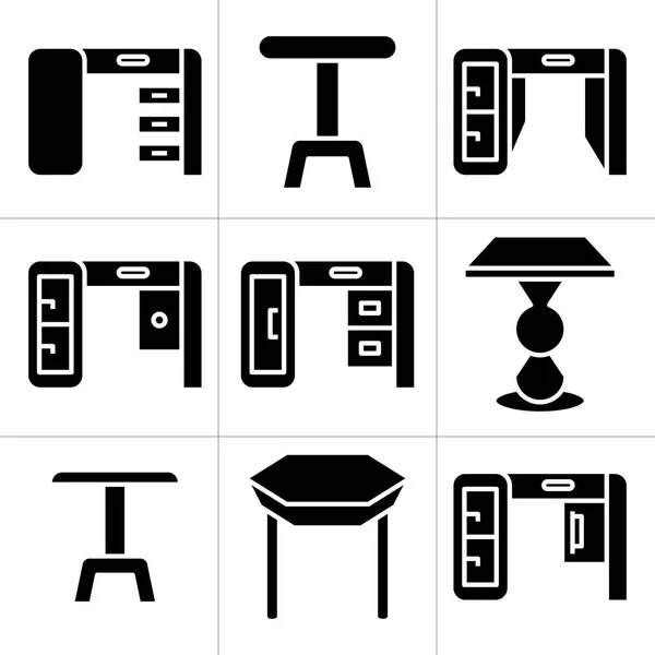 Möbel Schreibtisch Und Tisch Icons Set — Stockvektor