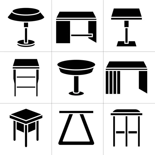 Möbel Schreibtisch Und Tisch Icons Set — Stockvektor