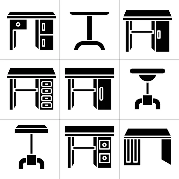 Meuble Bureau Table Icônes Ensemble — Image vectorielle