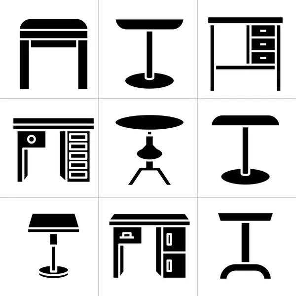 Möbel Schreibtisch Und Tisch Icons Set — Stockvektor