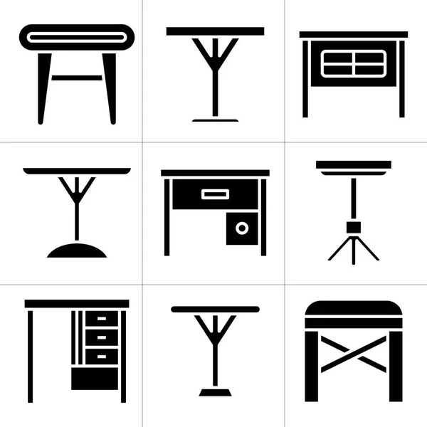 Möbel Schreibtisch Und Tisch Icons Set — Stockvektor