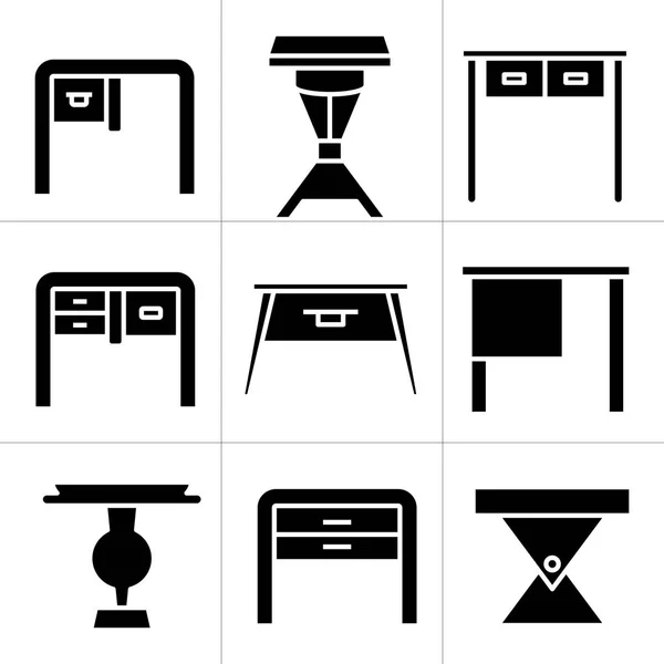 Möbel Schreibtisch Und Tisch Icons Set — Stockvektor