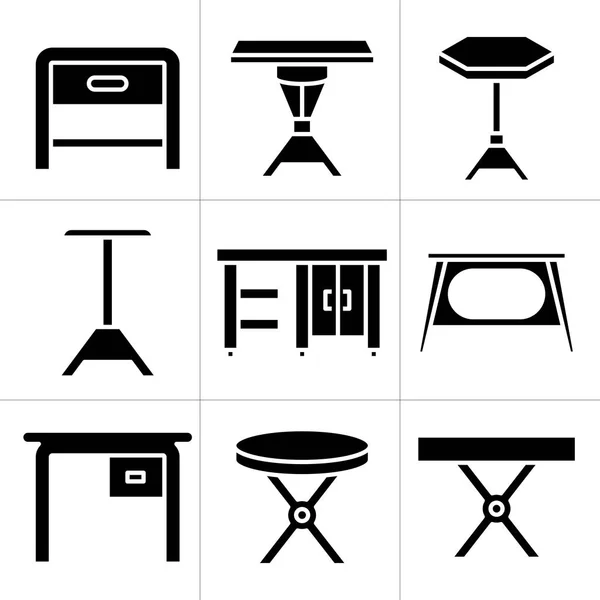 Möbel Schreibtisch Und Tisch Icons Set — Stockvektor