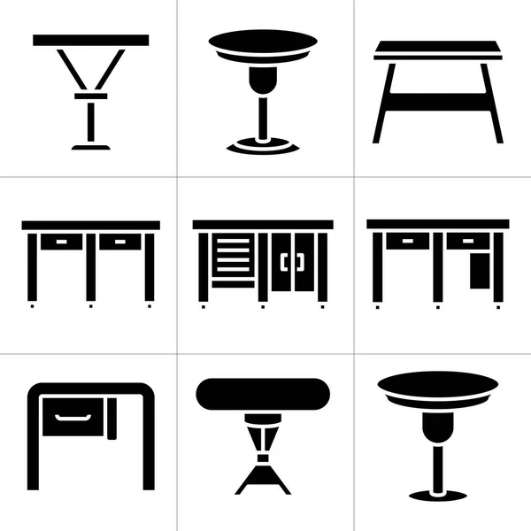 Meuble Bureau Table Icônes Ensemble — Image vectorielle