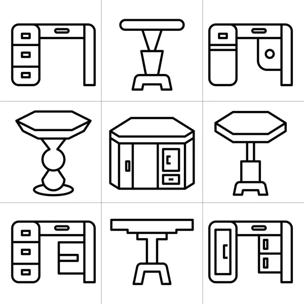 Tisch Und Schreibtisch Ikonen Möbel Deko Set — Stockvektor