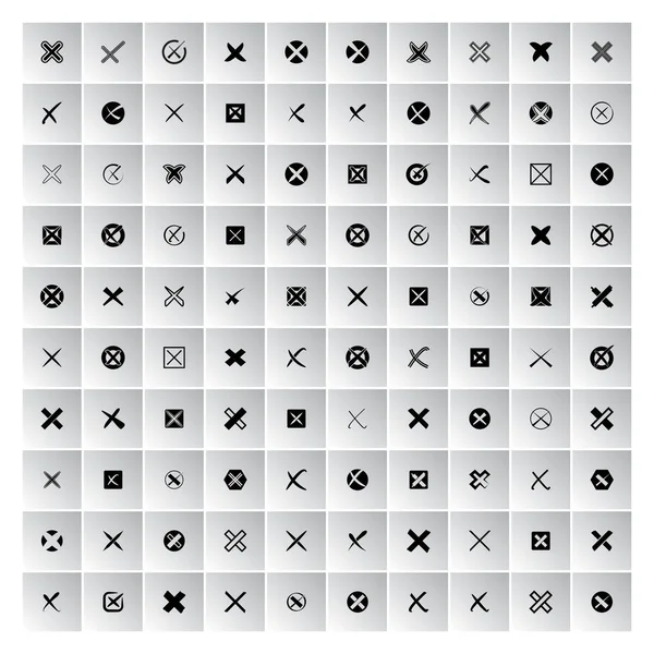 Wrong Mark Check List Cross Icons Set — Stock Vector