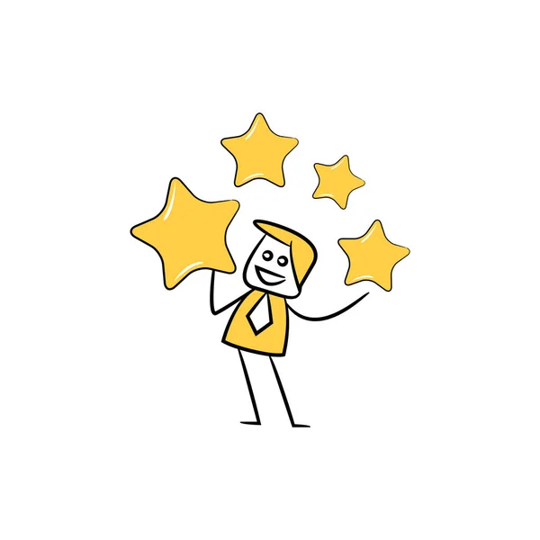 Homme Affaires Star Stick Figure Thème — Image vectorielle