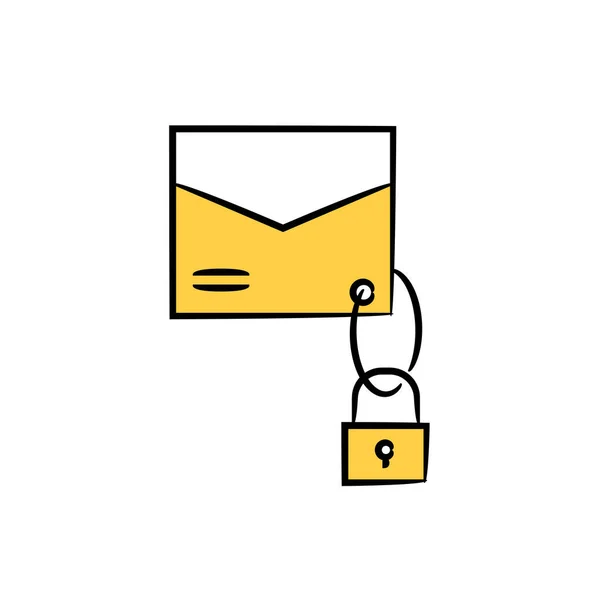 锁有加密邮件概念密钥的电子邮件 — 图库矢量图片
