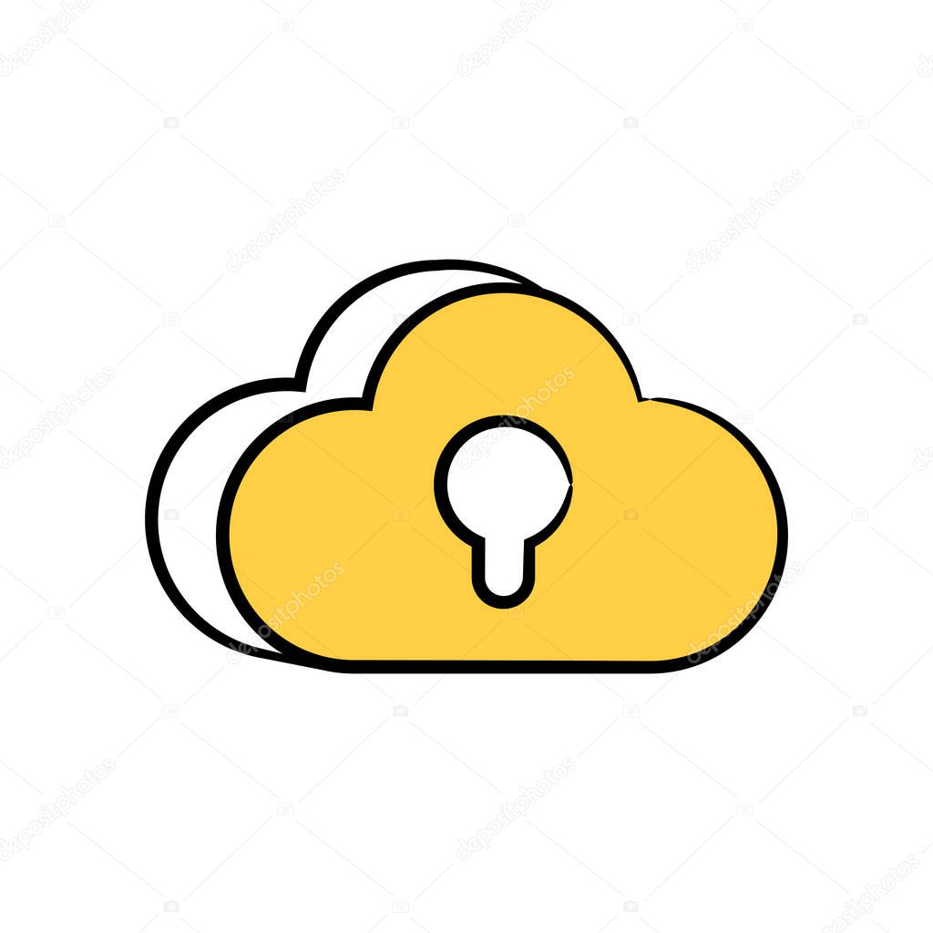cloud and key hole for cloud security concept