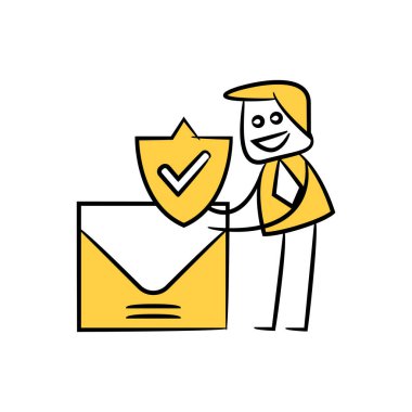 İş adamı kalkanı ve e-posta güvenliği kavramı