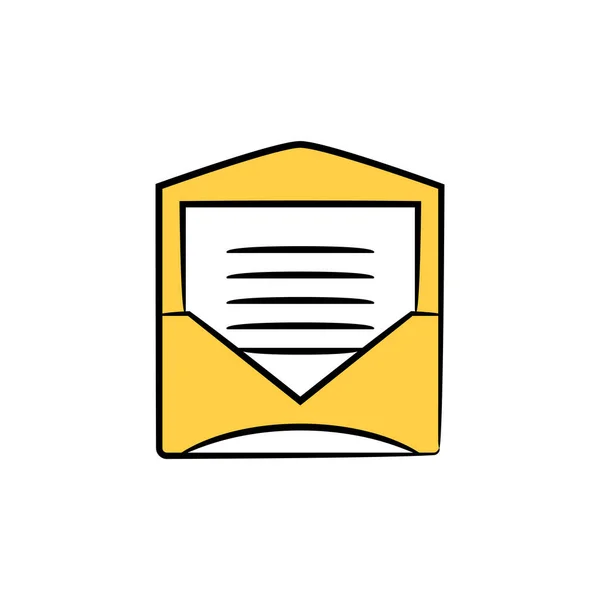 Email Ícone Newsletter Tema Amarelo — Vetor de Stock