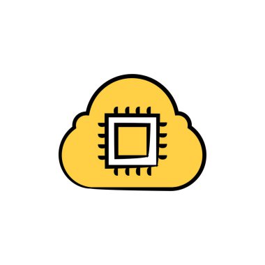 Bulut hesaplama konsepti simgeleri için bulut ve mikroçip