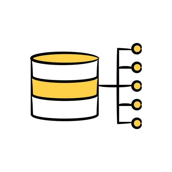 Serveur Thème Jaune Icône Diagramme Hébergement — Image vectorielle