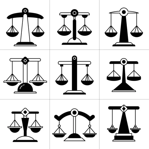 Justice Scale Balance Scale Icons Set — Stock Vector