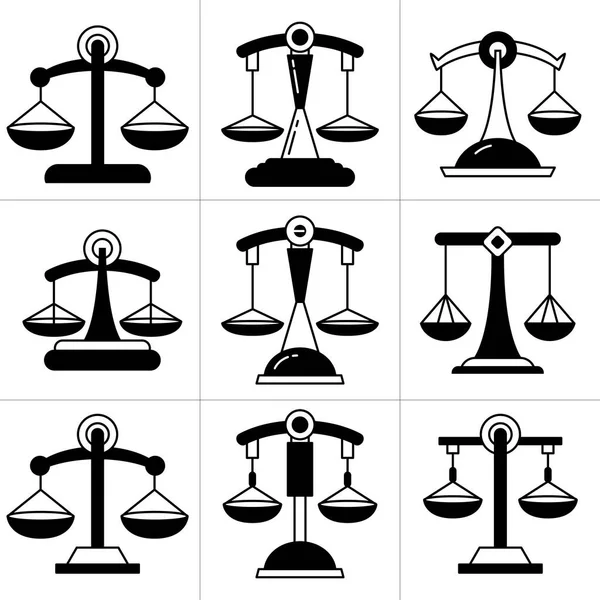 Justice Scale Balance Scale Icons Set — Stock Vector