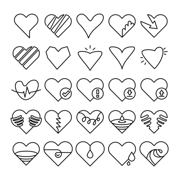 Amor Corazón Iconos Línea Diseño — Archivo Imágenes Vectoriales