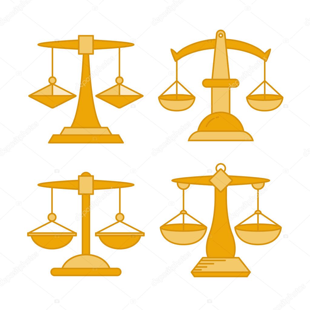 balance scale icons, a justice scale set