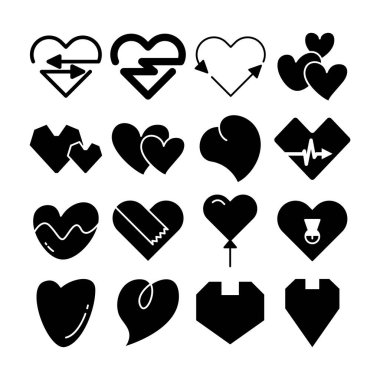 kalp aşk simgeleri koleksiyonu vektör kümesi