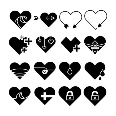 kalp aşk simgeleri koleksiyonu vektör kümesi