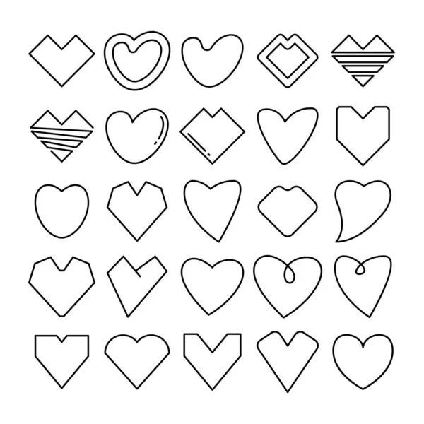 Amor Corazón Iconos Línea Diseño — Archivo Imágenes Vectoriales