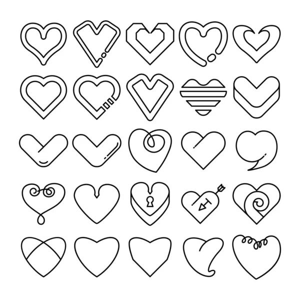 Kärlek Hjärta Ikoner Linje Design — Stock vektor