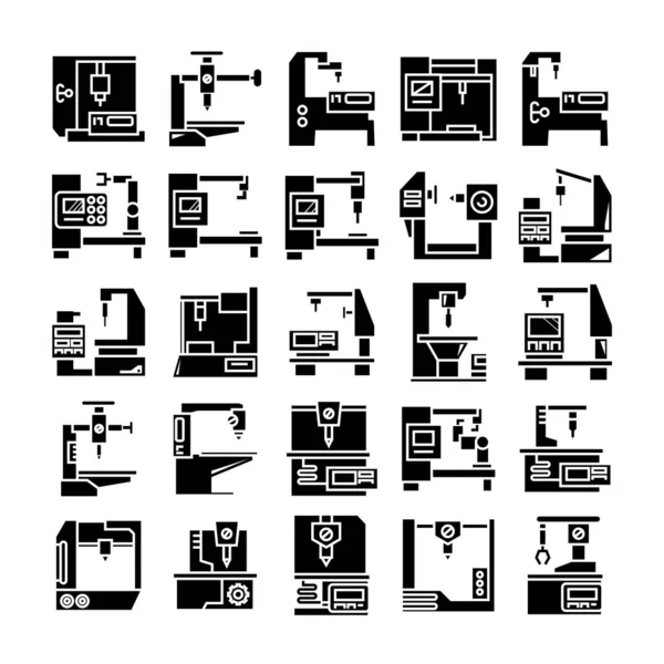Робот Машины Процессе Производства Иконки Набор — стоковый вектор