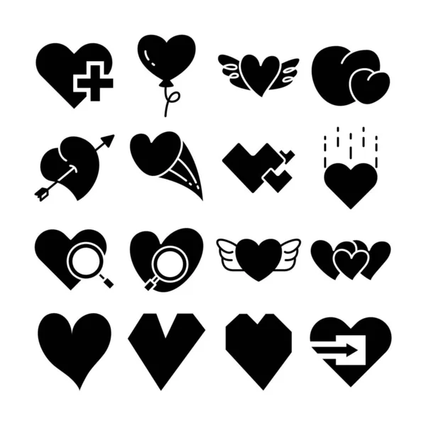 Kolekce Ikon Srdeční Lásky Vektorové Sady — Stockový vektor