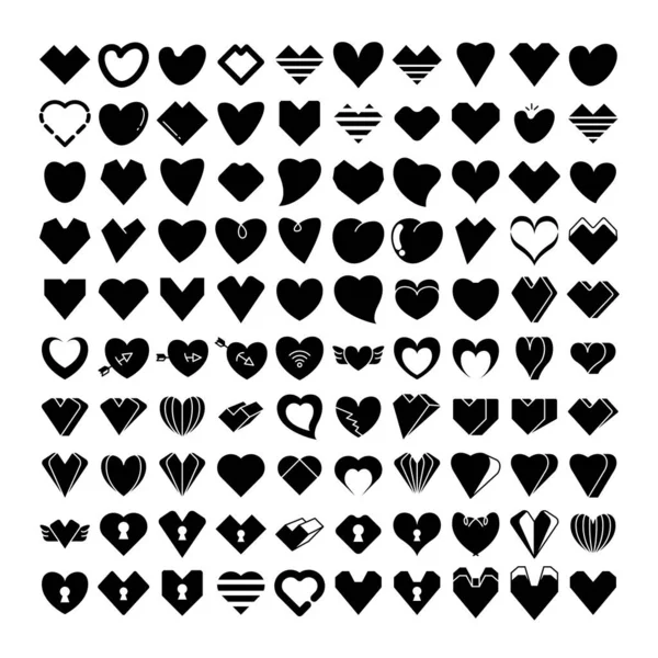 Collection Heart Love Icons Vector Set — Stock Vector