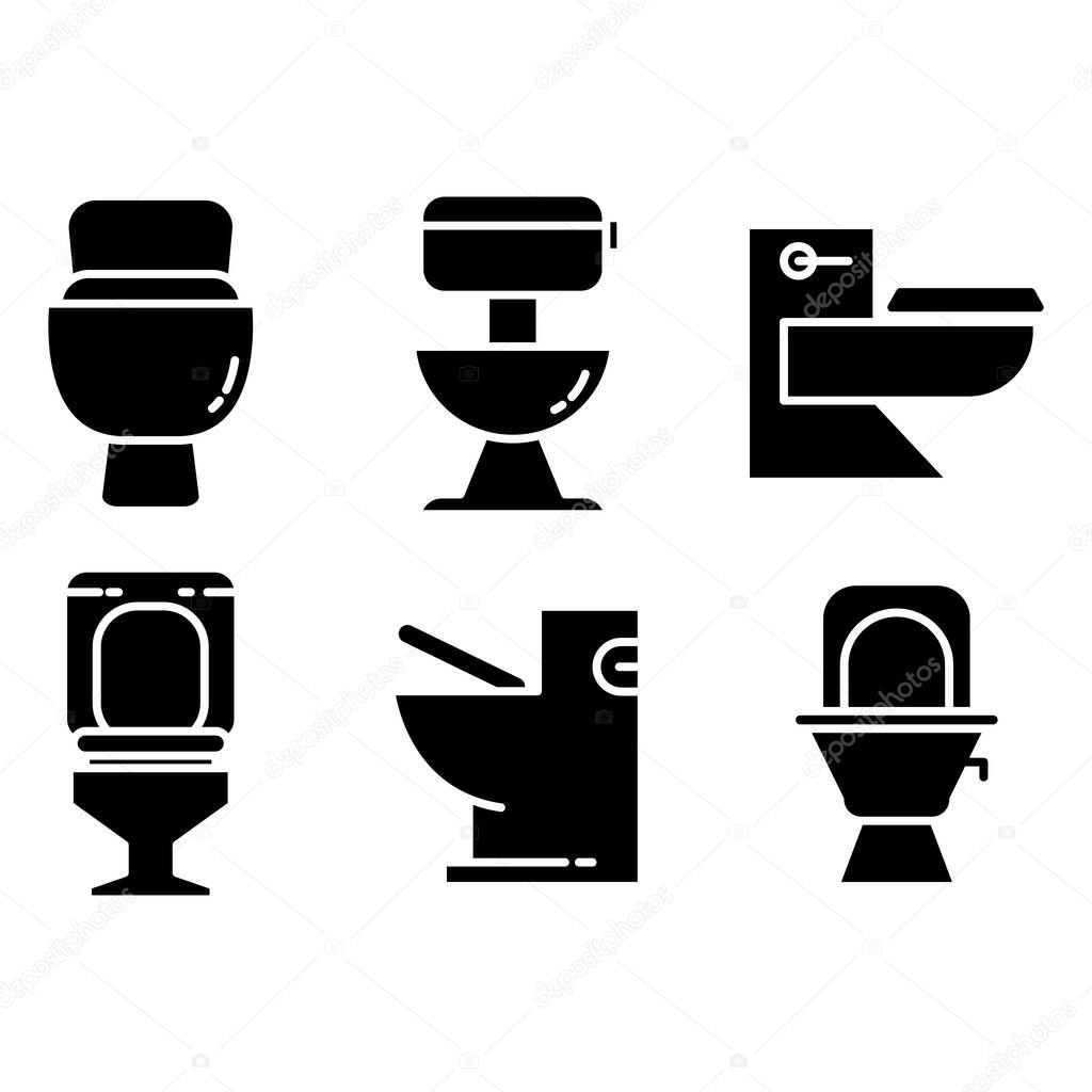 wc and toiler icons set