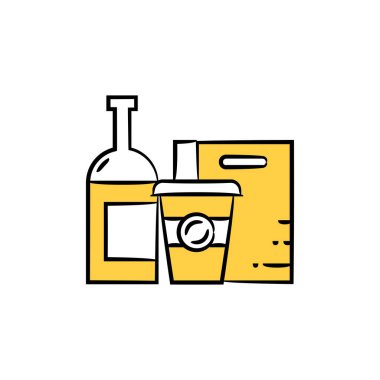 ticari ürün ve paket sarı vektör teması