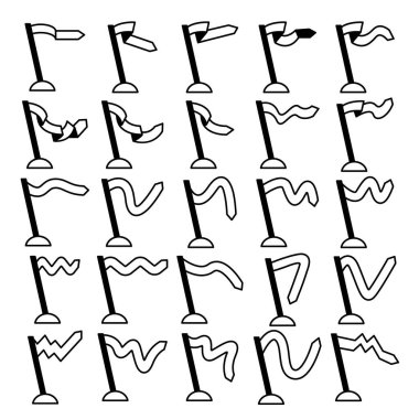 bayrak ve flama simgelerinin vektör kümesi