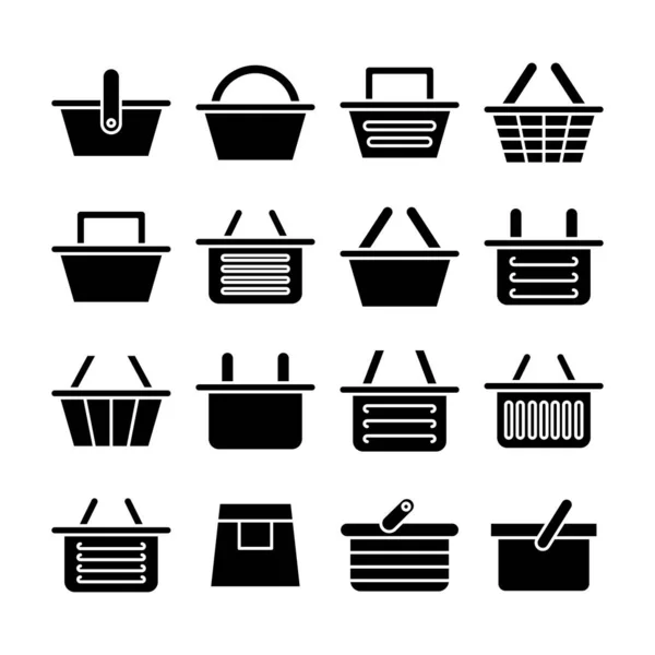 Basket Shopping Purchase Icons Set — Stock Vector